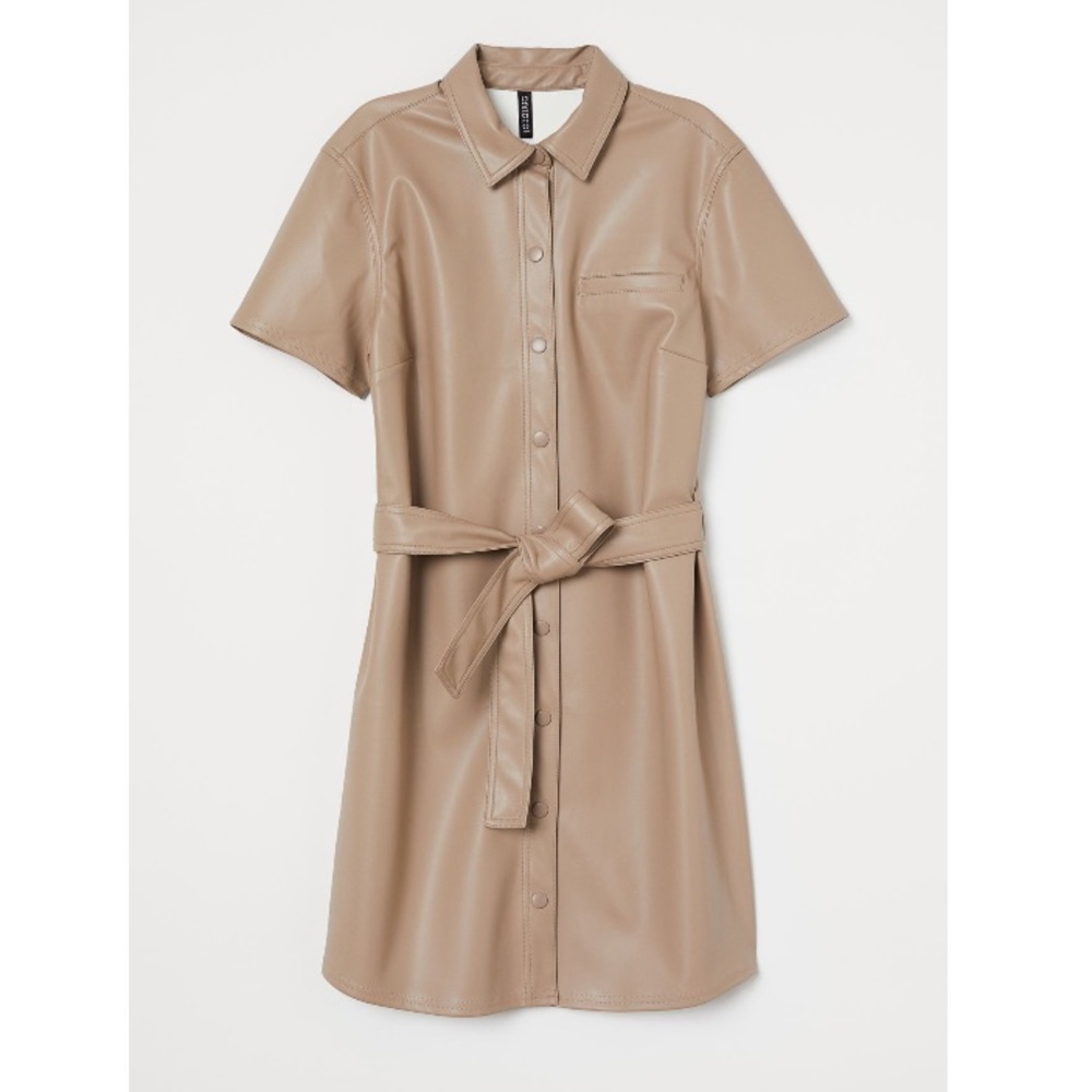 NWT Faux Leather Dress	 | SZ: M | Beige | H&M